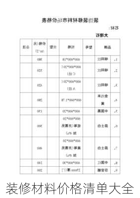 装修材料价格清单大全-第2张图片-七天装修网