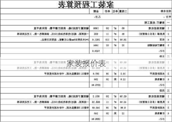 家装报价表-第3张图片-七天装修网