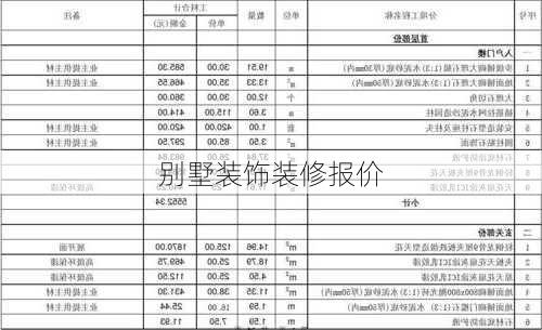 别墅装饰装修报价